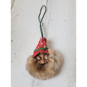 Santa Claus beard fuzzy face hat ornament Xmas decor
